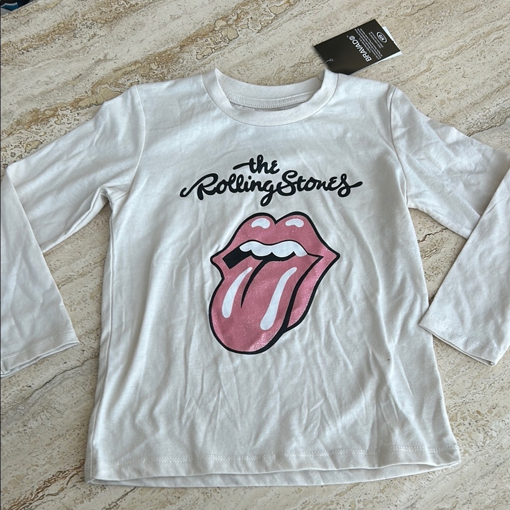 🆕 NWT the Rolling Stones Kids Beige and Pink Long Sleeve Shirt size 5T